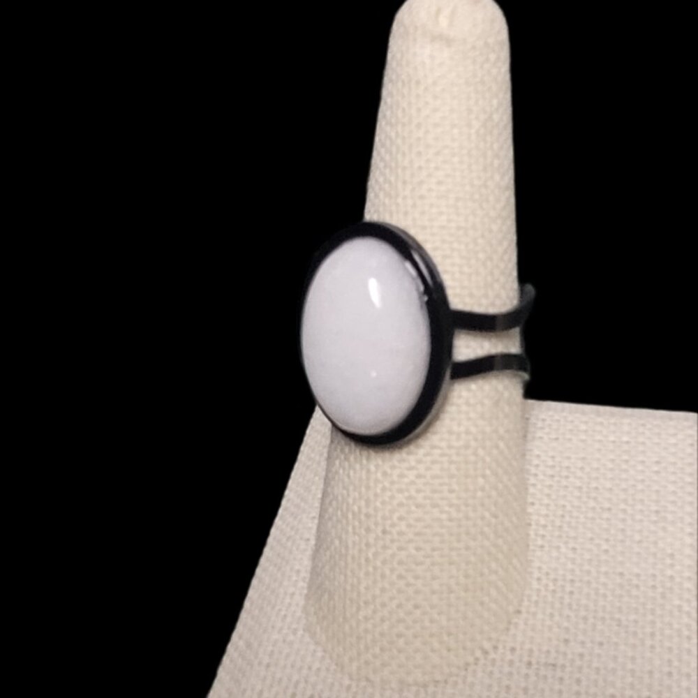 Opal Stone Ring on Black Bezel Base NWT Handmade